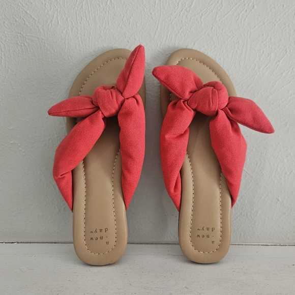 a new day Shoes - NWOT A New Day Adley Red Bow Flip Flop Sandals